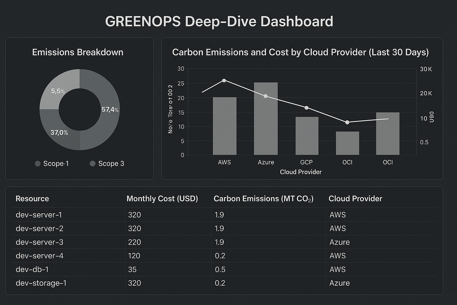 Deep‑Dive GreenOps Dashboard screenshot